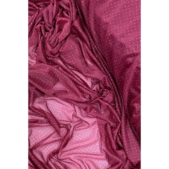 Yağmur Damlası Simli Abiye Elbise Şallık Tül Kumaş Bordo 23 - Resim 2