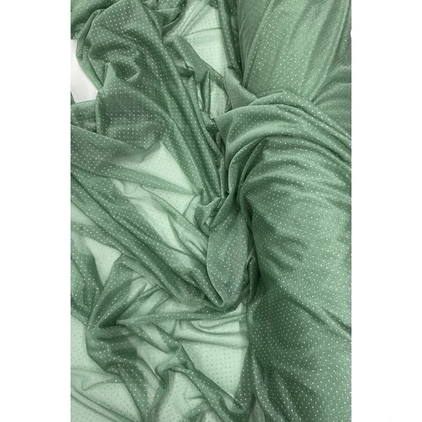 Yağmur Damlası Simli Abiye Elbise Şallık Tül Kumaş Mint Yeşil 75 ürün görseli