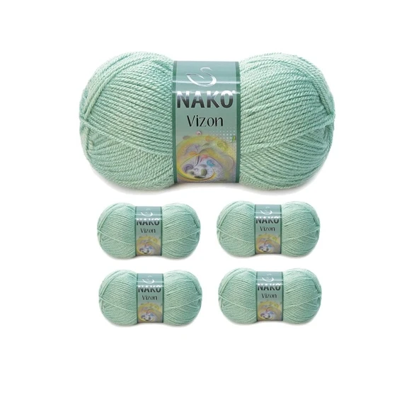 5 Adet Vizon Premium Akrilik El Örgü İpi Yünü Renk No:292 Çağla Yeşil ürün görseli