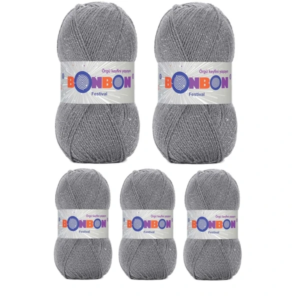 5 Adet Festival Simli Örgü İpi Yünü Renk No:233 ürün görseli