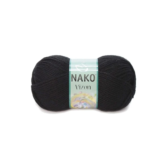 5 Adet Vizon Premium Akrilik El Örgü İpi Yünü Renk No:217 Siyah - Resim 2