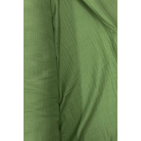 Çok Amaçlı Müslin Pamuklu Bebek Örtü ve Battaniye Kumaşı Müslin Bez Haki 82 - Resim 2