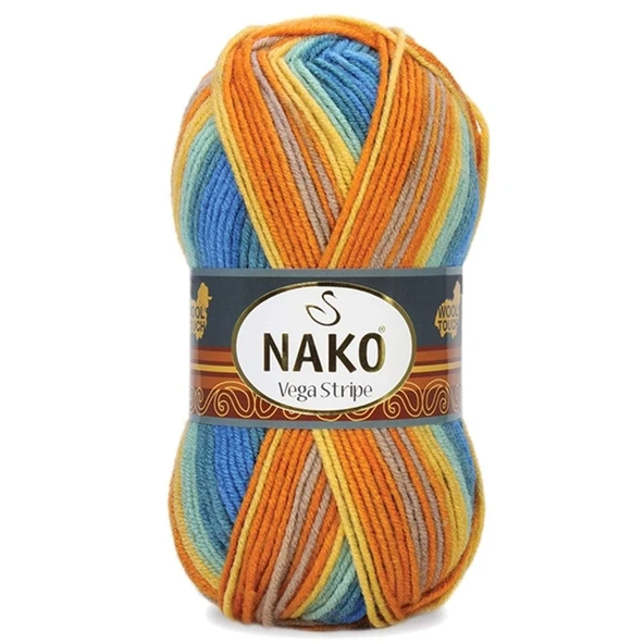 5 Adet Vega Stripe Premium Akrilik El Örgü İpi Yünü No: 82421 - Resim 3