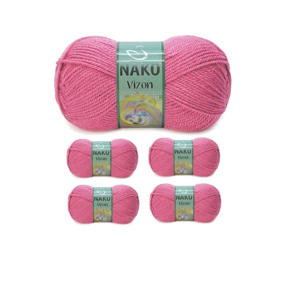 5 Adet Vizon Premium Akrilik El Örgü İpi Yünü Renk No:180 Kuru Gül ürün görseli