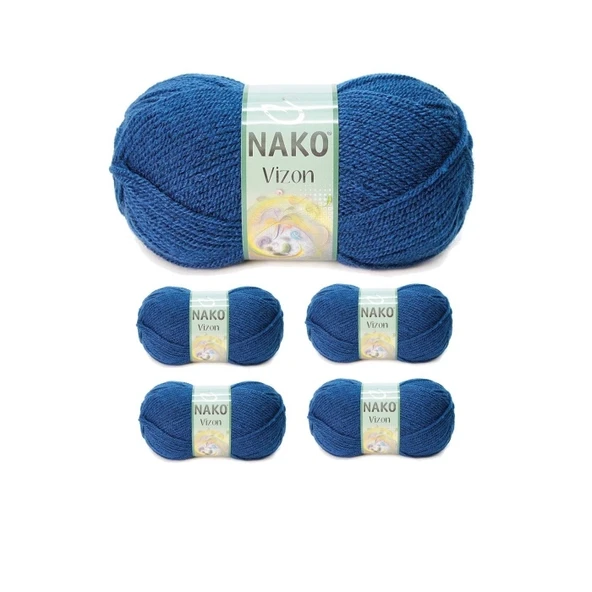 5 Adet Vizon Premium Akrilik El Örgü İpi Yünü Renk No:517 Orta Mavi ürün görseli