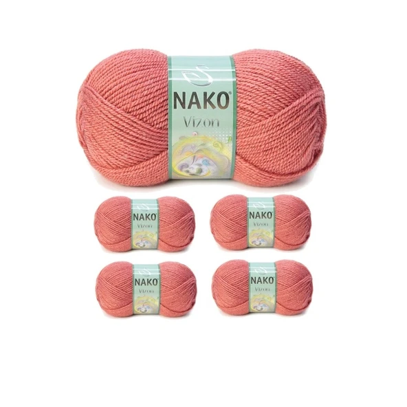 5 Adet Vizon Premium Akrilik El Örgü İpi Yünü Renk No:2574 Gül Kurusu ürün görseli