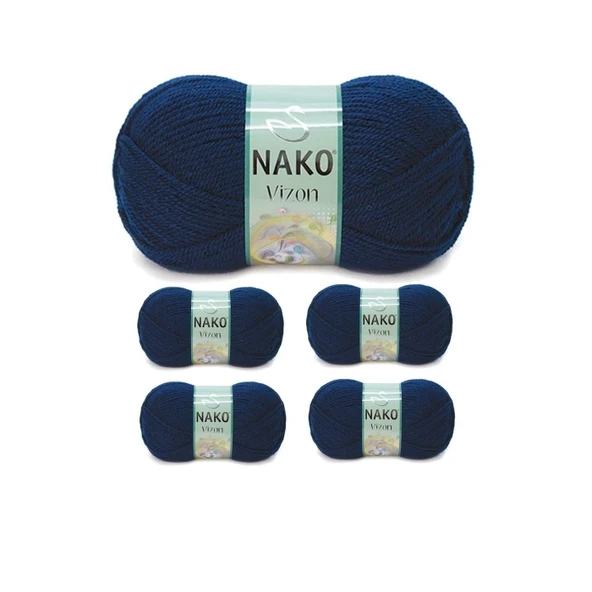 5 Adet Vizon Premium Akrilik El Örgü İpi Yünü Renk No:148 Lacivert ürün görseli