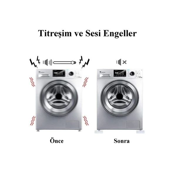 Çamaşır Makinesi Titreşim Önleyici Mobilya Yükseltici Kaydırmaz Vantuzlu Stoper Set 4 Adet - 3