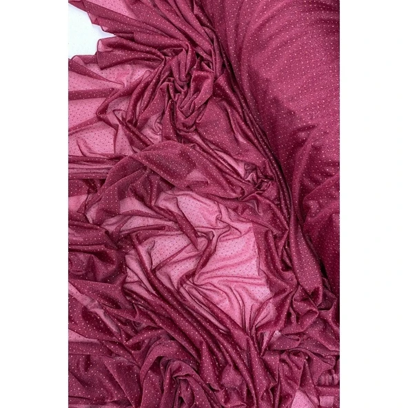 Yağmur Damlası Simli Abiye Elbise Şallık Tül Kumaş Bordo 23 ürün görseli