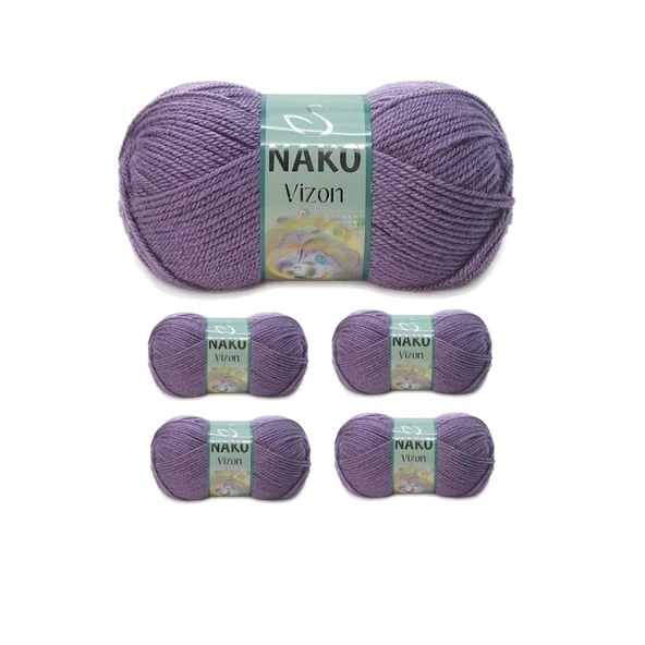 5 Adet Vizon Premium Akrilik El Örgü İpi Yünü Renk No:6684 Açık Mürdüm ürün görseli