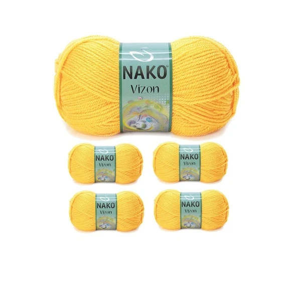 5 Adet Vizon Premium Akrilik El Örgü İpi Yünü Renk No:184 Sarı ürün görseli