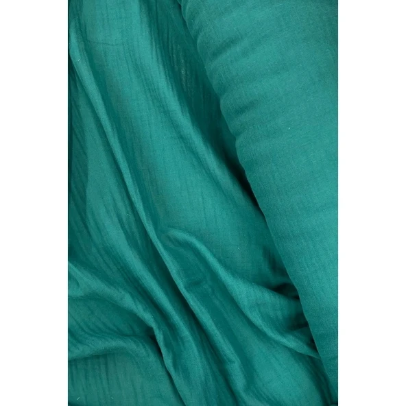 Çok Amaçlı Müslin Pamuklu Bebek Örtü ve Battaniye Kumaşı Müslin Bez Petrol Yeşili 41 - Resim 2