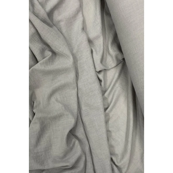 Keten Kumaş - Organik Kumaş - Perde Kumaşı - Ince Keten - Kıyafet Için Kumaş Örtü Gri 42 - Resim 2