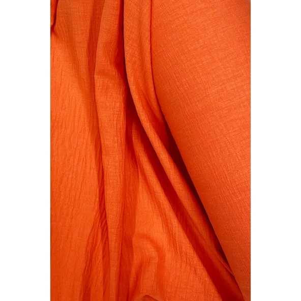 Keten Kumaş - Organik Kumaş - Perde Kumaşı - Ince Keten - Kıyafet Için Kumaş Örtü Turuncu 7 - Resim 2