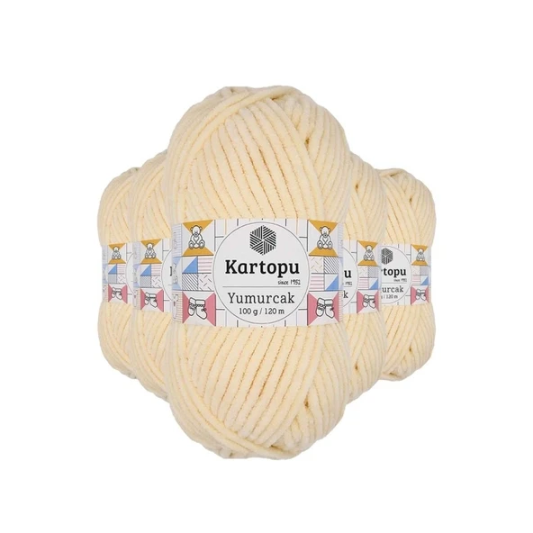 5 Adet Yumurcak Kadife El Örgü İpi Koyu Krem K349 ürün görseli