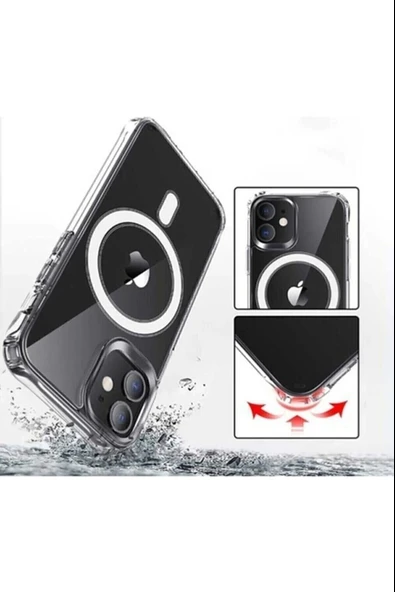 Iphone 13 Pro Kılıf Kamera Lens Korumalı Magsafe Destekli Şeffaf Darbe Emici Sert Kapak - 3