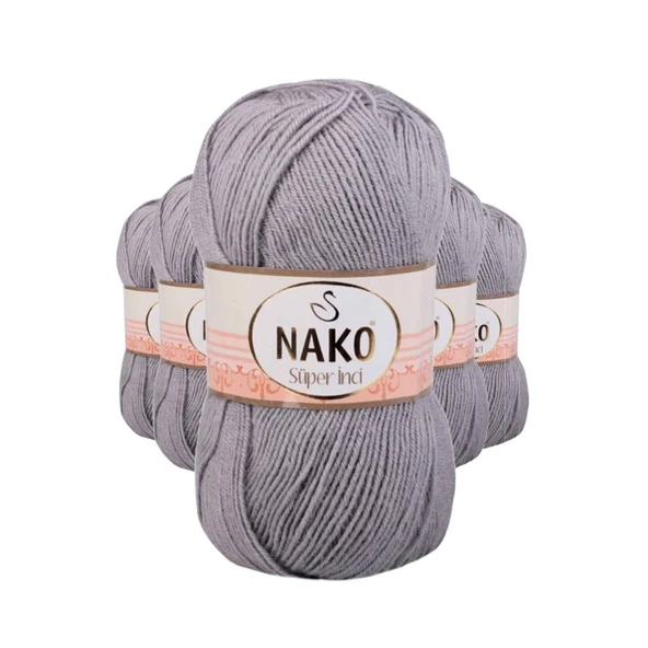 5 Adet Süper İnci El Örgü İpi 100 gr Gri 11538 ürün görseli