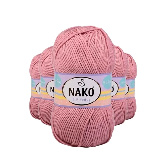 5 Adet Elite Baby El Örgü İpi Tüylenmeyen Bebek Yünü Gül Kurusu 10325 ürün görseli