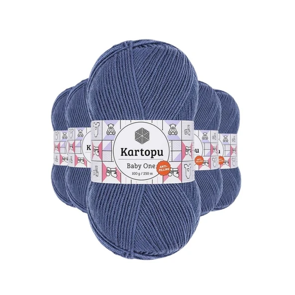 5 Adet Baby One Tüylenmeyen El Örgü İpi Yünü Koyu Mavi K1533 ürün görseli