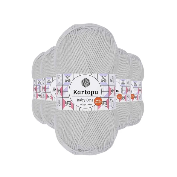 5 Adet Baby One Tüylenmeyen El Örgü İpi Yünü Alaska Gri K992 ürün görseli