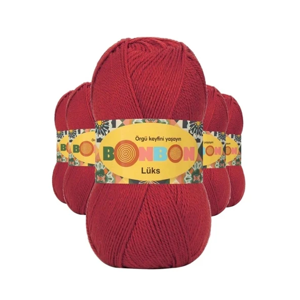 5 Adet Lüks Patik İpi Yünü Koyu Kırmızı 98676 ürün görseli