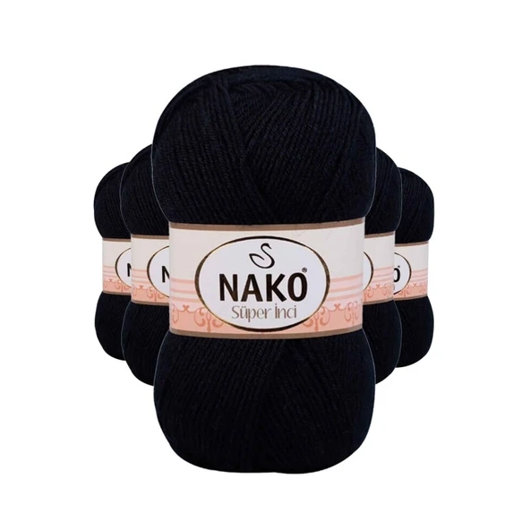 5 Adet Süper İnci El Örgü İpi 100 gr Siyah 217 ürün görseli