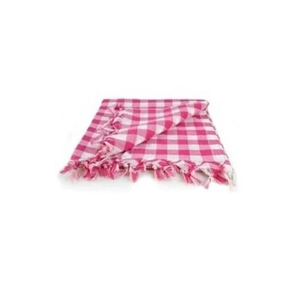 Kareli Saçaklı Kırmızı Masa/piknik/sofra Örtüsü 165x170 Cm ürün görseli