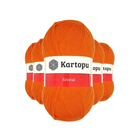 5 Adet Kristal Çift Katlı El Örgü Lif İpi Turuncu K210 ürün görseli