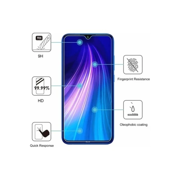 Xiaomi Redmi Note 8 Pro Uyumlu Premium Ekran Koruyucu 9h Sert Temperli Kırılmaz Cam Koruma Şeffaf - 7