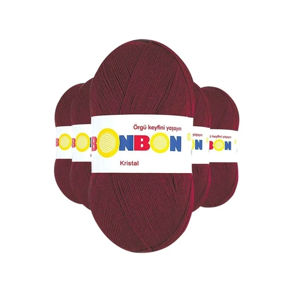 5 Adet Kristal El Örgü Lif İpi Bordo 98220 ürün görseli