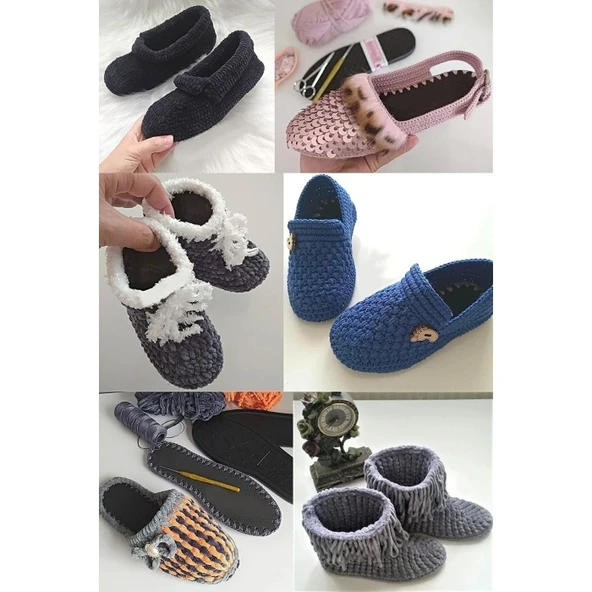 3 Çift Delikli Eva Keçe Panduf Hobi Örgü Patik Tabanı 3 Katlı Konforlu Patik Tabanlığı Kaydırmaz - Resim 3