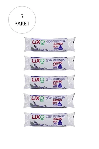 J-650 Jumbo Boy Çöp Torbası 80 x 110 cm 10 Lu Rulo x 5 Paket = 50 Adet (Siyah) ürün görseli 1