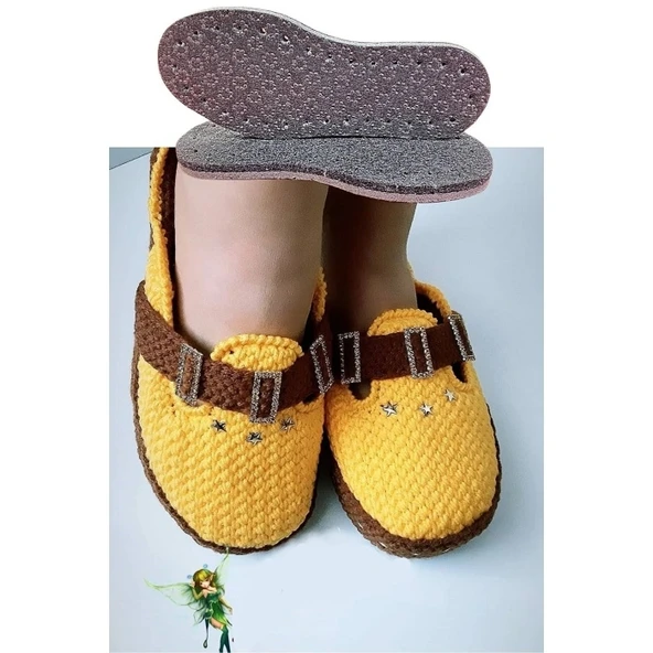 3 Çift Delikli Eva Keçe Panduf Hobi Örgü Patik Tabanı 3 Katlı Konforlu Patik Tabanlığı Kaydırmaz - Resim 2