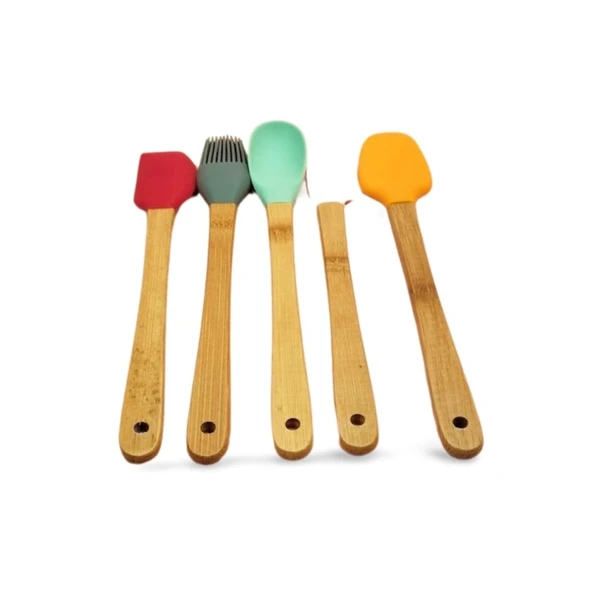 5 parça Silikon Kaşık ve Servis Takımı 20 cm - Resim 3