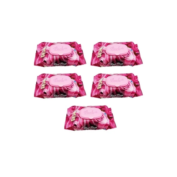 5 Paket Red Rose Islak Havlu Mendil 90 Adet Kapaklı Gül Kokulu - Resim 3