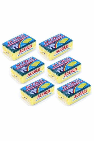 6 adet Jumbo Boy Endüstriyel Çok Amaçlı Bulaşık Süngeri 13x8x4 cm ürün görseli