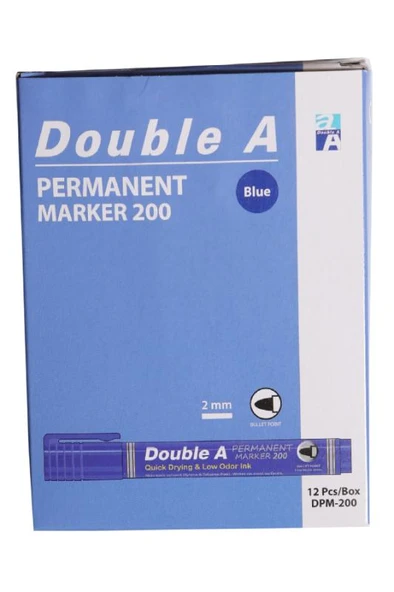 Double A Permanent Yuvarlak Uçlu Kalem Mavi 12'li - 1