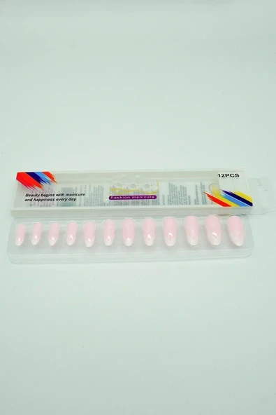 12 Adet Badem Tırnak Tak Ve Çık Kendinden Yapışkanlı Takma Tırnak Pembe ürün görseli 1