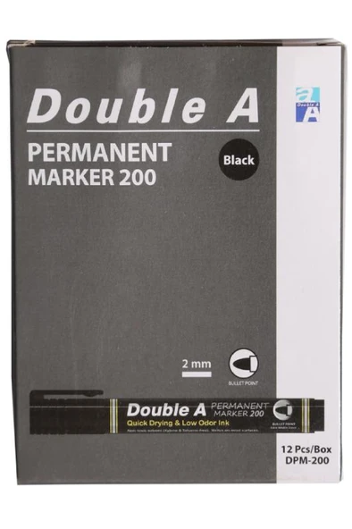 Double A Permanent Yuvarlak Uçlu Kalem Siyah 12'li - 1