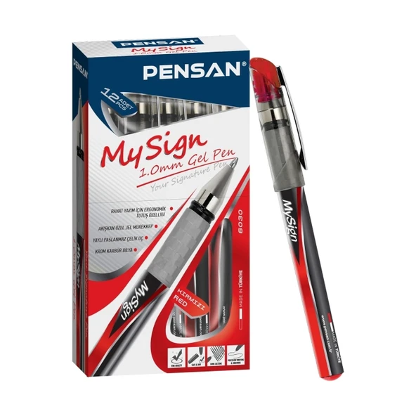 Pensan My Sıgn Jel Roller Kalem Kırmızı 1Mm 12'li - 1