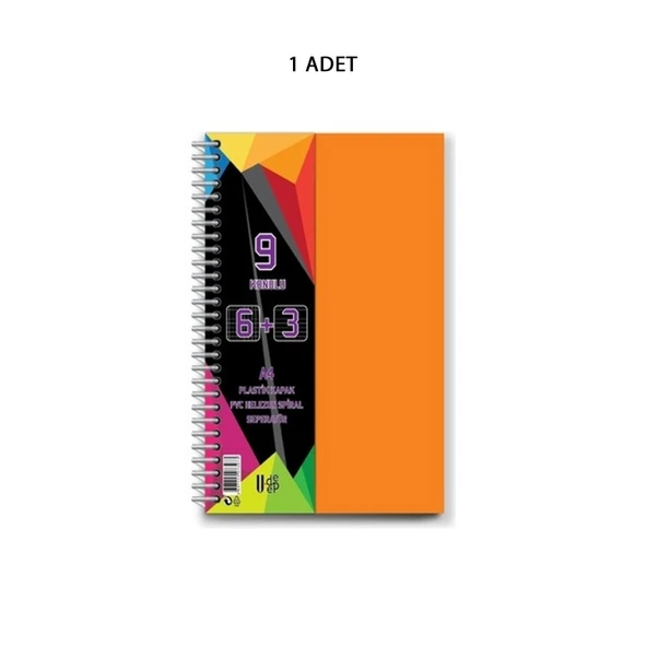Spiralli PP Kapak 6+2+1 225 Yaprak 9 Ayraçlı Defter - 1
