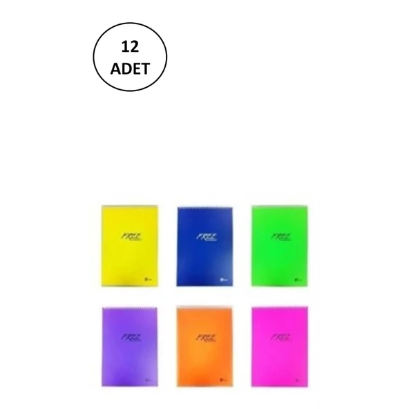 Gıpta Bloknot Pro Block Spiralli Karton Kapak A7 40 Yaprak Çizgili 12 Adet - 1