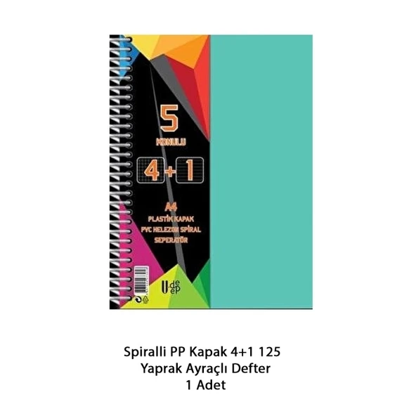 Spiralli PP Kapak 4+1 125 Yaprak Ayraçlı Defter - 2