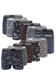 12 Adet Likralı Erkek Boxer Karışık Desenli Pamuklu - Resim 2
