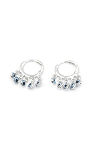 Nazar Boncuklu Küpe - Gümüş - Resim 2