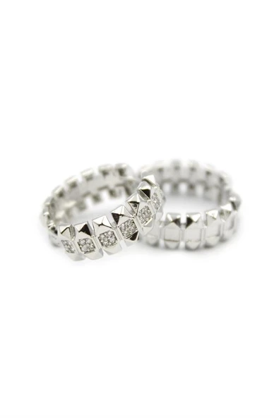 Taşlı Halka Küpe - Gümüş - Resim 2