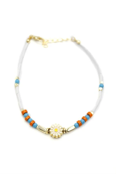 Boncuklu Papatya Halhal - Altın ürün görseli