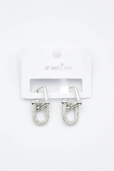 Tf Zincir Küpe - Gümüş - Resim 2