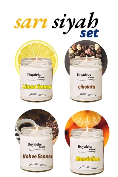 4 Adet Doğal Özel Seri Kokulu Dekoratif Kavanoz Mum 4X210 cc - Sıcak Set - RYL ürün görseli 1