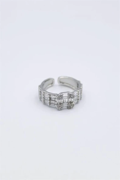 Baget Taşlı Yüzük - Gümüş ürün görseli 1